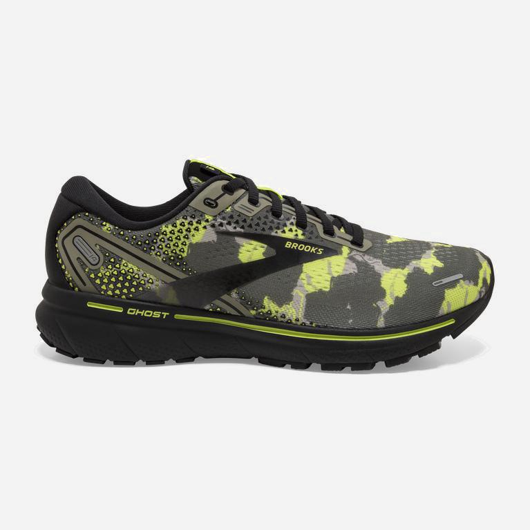 Brooks Ghost 14 Mens Cushioned Road Running Shoes - Olive/Lime Punch/Black - Philippines (374859UOX)